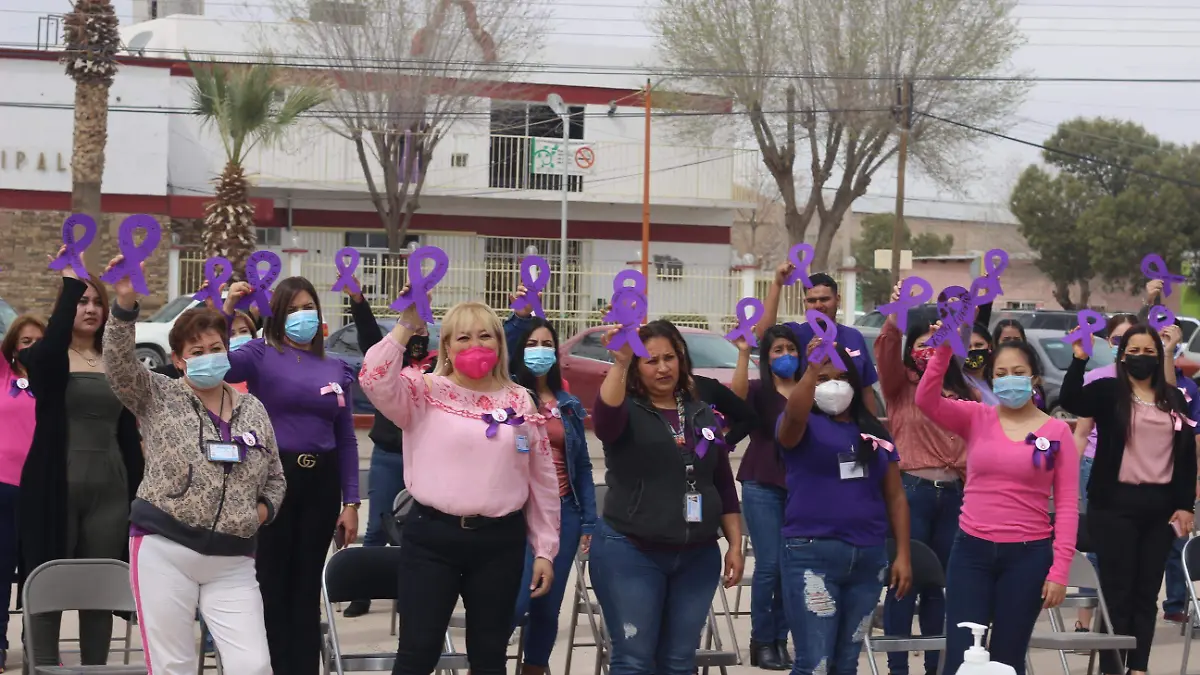 todas con moño morado donde inscribieron frae propia para ellas 